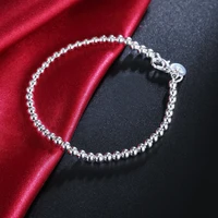 925 stamp silver color rosary beads bracelets charms 4mm ball bangles party retro jewelry accessories for women gifts