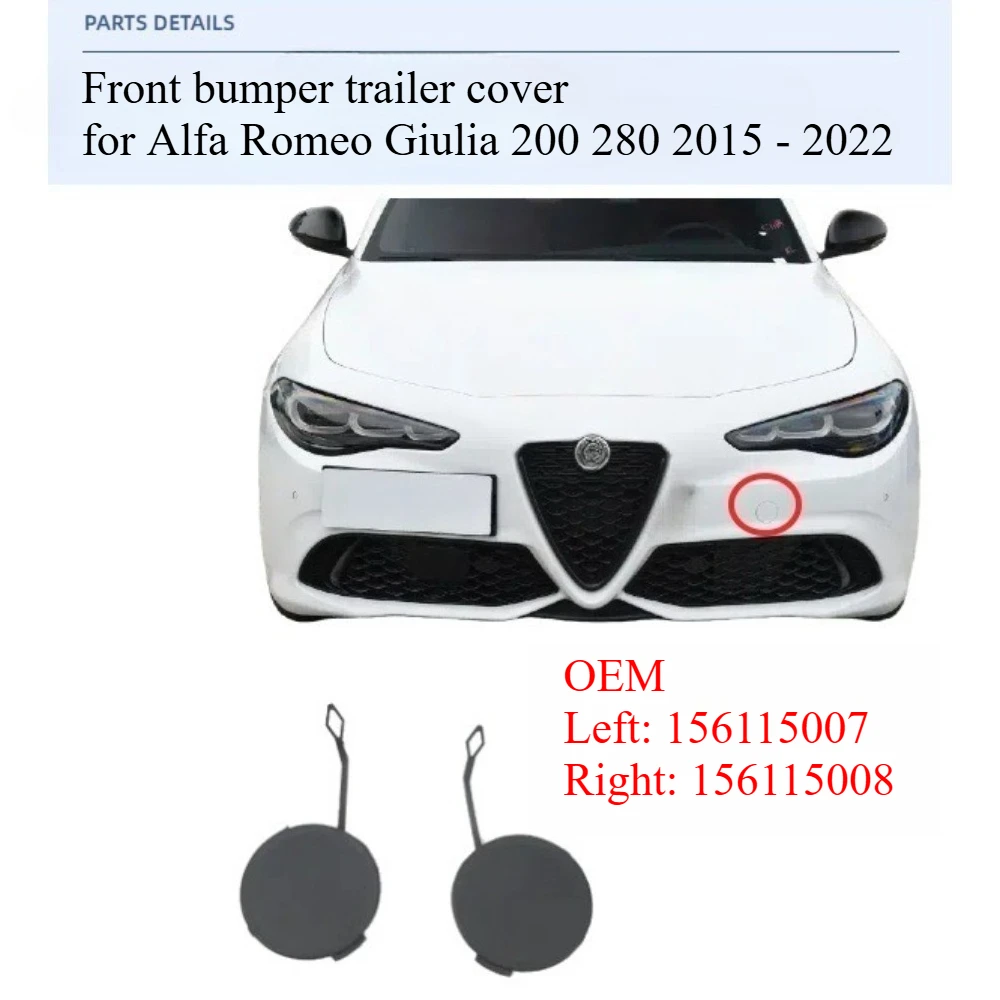 

Крышка фаркопа переднего бампера автомобиля для Alfa Romeo Giulia 2017 2018 2018 2019 2020 2021 2022 2023 OEM 156115007 156115008