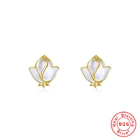 925 sterling silver white rose flower stud earrings french style 14k gold plated white enamel earings fashion jewelry new 2022