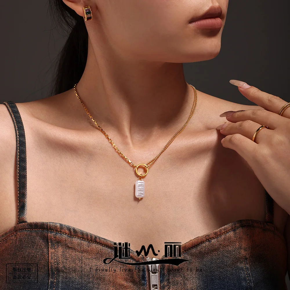 Креативное изысканное квадратное ожерелье с подвеской из искусственного