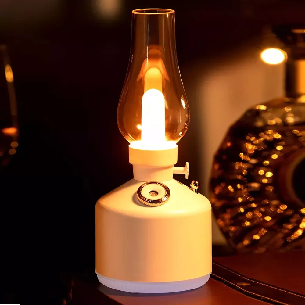 

Retro Lamp Air Humidifier Wireless Aroma Diffuser Rechargeable Essential Oil 7Color Lights Cool Mist For Home Essential