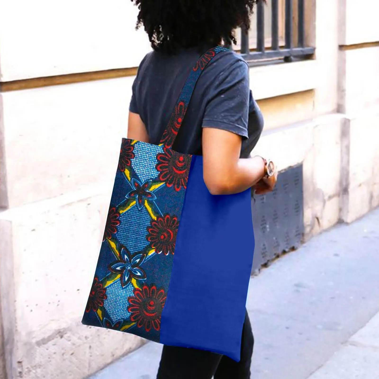 

Fashion One shoulder Shopping Bag Repeatable Foldable Supermarket Grocery Storage Bag African Print Patchwork