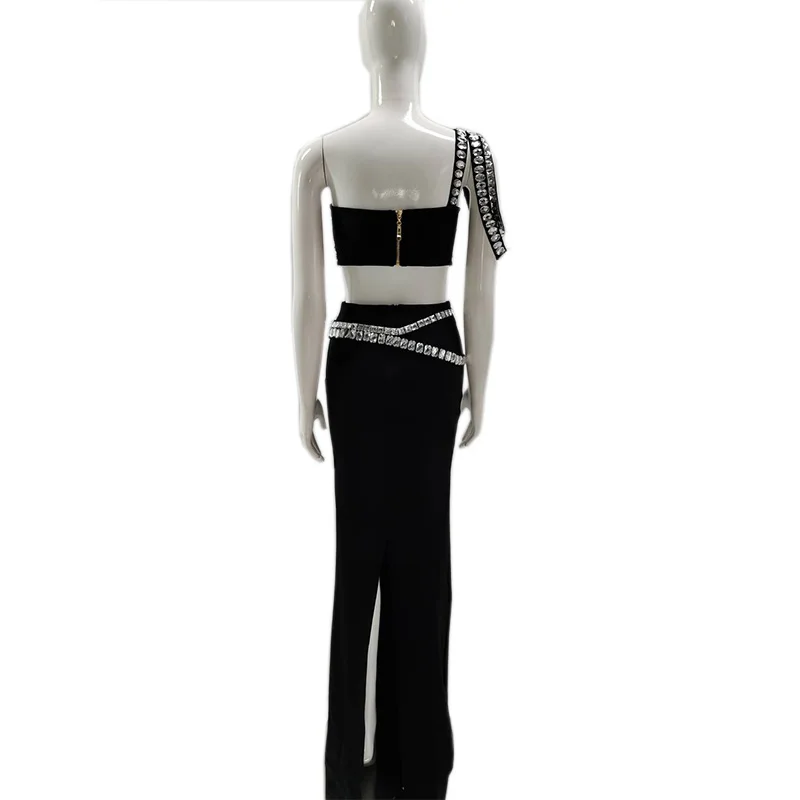 OFU 2 шт. роскошная женская бандажная юбка Коктейльная черная и белая