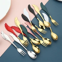gift cutlery set fruit fork teaspoons coffee scoops angel wing dessert spoon stainless steel
