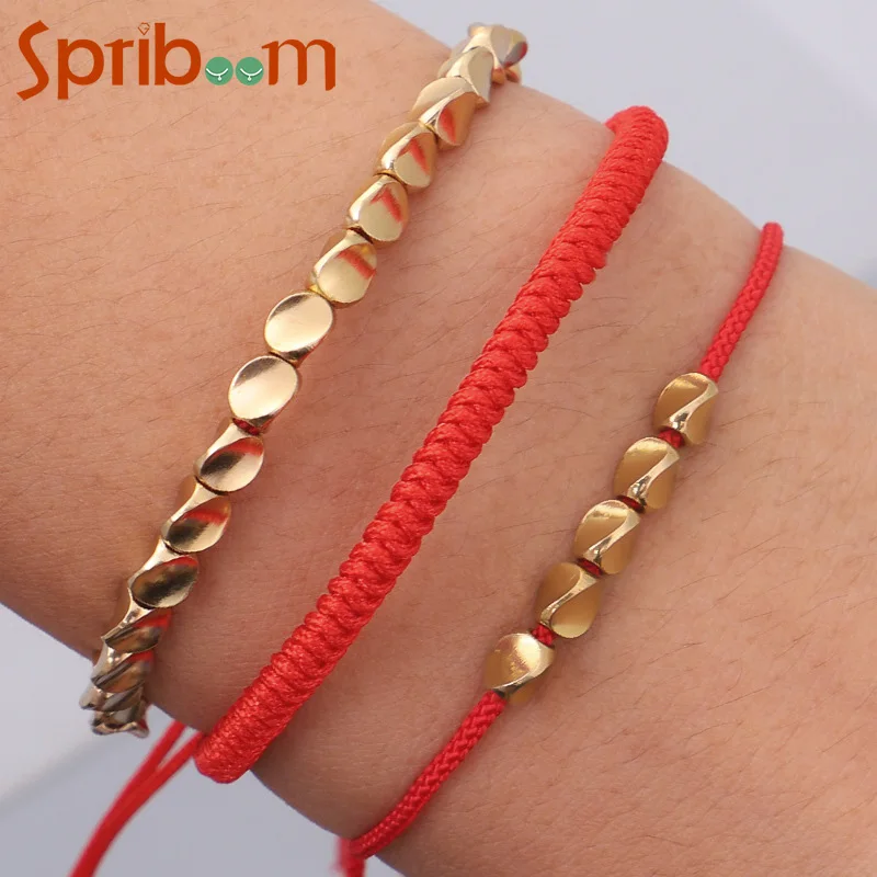 

3Pcs/set Copper Bead Bracelets for Women Men Colorful Handmade Braided Tibetan Red Rope Bracelet Bohemia Jewelry Friendship Gift
