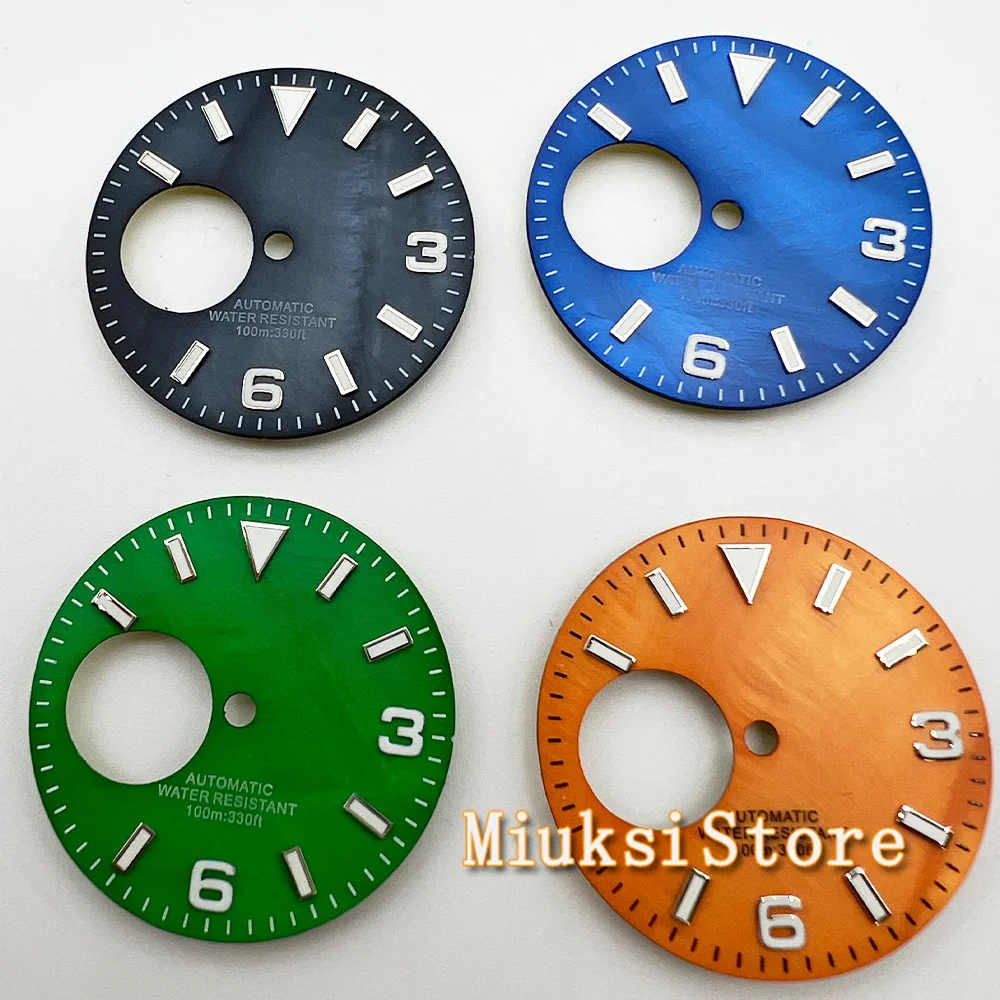 Циферблат часов 29 мм подходит для NH38 зеленый светящийся полый циферблат корпуса