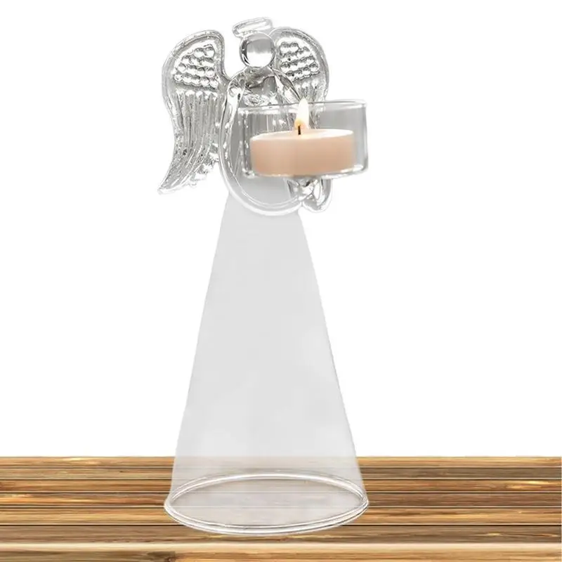 Transparent Angel Candlesticks Holders Tea Light Stand For Wedding Party Restaurant Hotel Christmas Dining