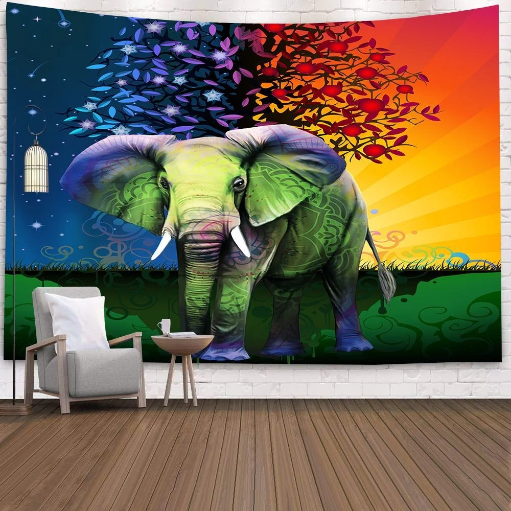 

Mandala Hippie Elephant Tapestry Wall Hanging Tie Dye Home Aesthetic Art Decor Trippy Boho Room Decoration Bedroom Tapiz Pared