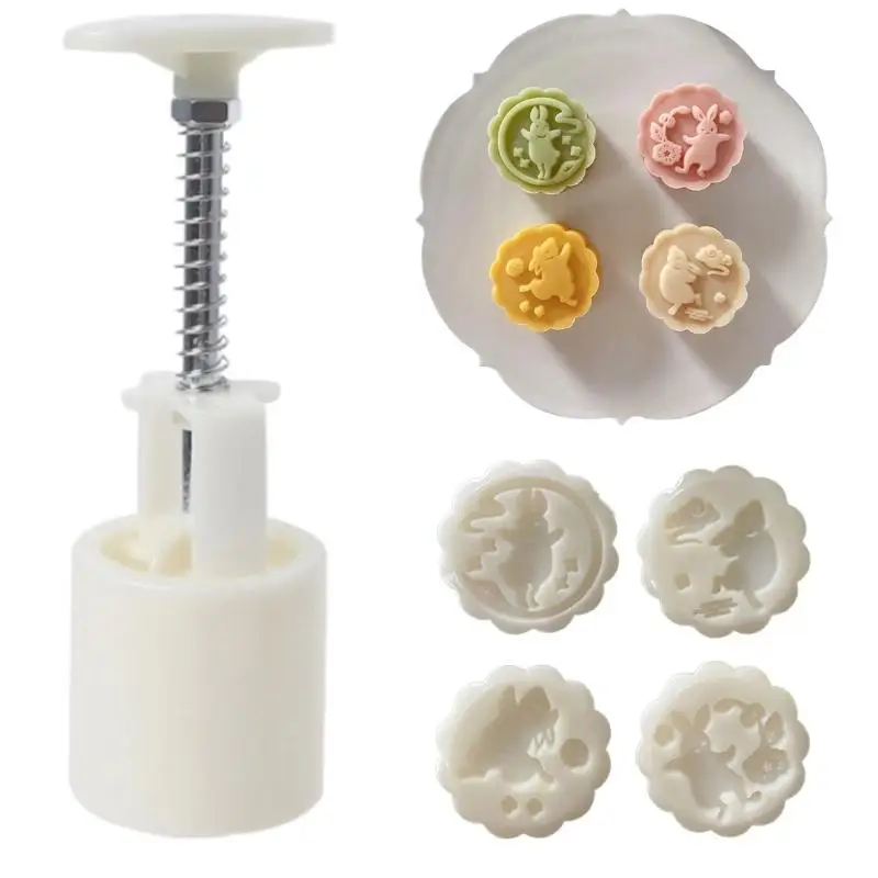 

2/4Pcs 50g 3D Rabbit Shape 50g Mooncake Moulds Multi Purpose Reusable Festival Cookie Decorate Tool