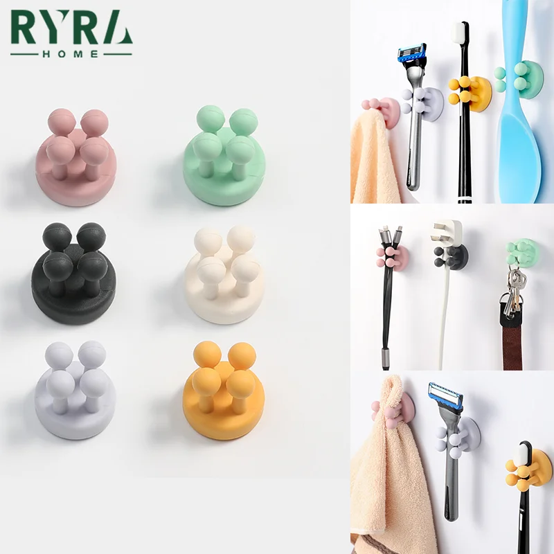 

Лидер продаж, настенный держатель для зубных щеток, силиконовый крючок, Многофункциональный водонепроницаемый держатель для хранения, акс...