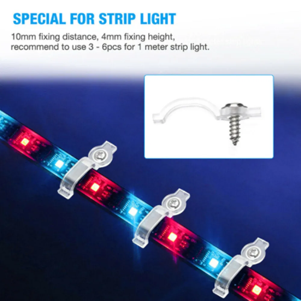

100pcs Led Light Strip Mounting Bracket Silicone Fixing Clip For 3528/5050/5630/3014 RGB LED Light Strip Including Screws