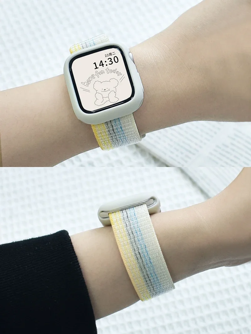Фото Нейлоновый ремешок-петля для Apple Watch, ремешки 49 мм Ultra-2, 44 мм, 40 мм, 45 мм, 41 мм, 38-42 мм, браслет для iwatch Band Series 9 8 se 7 6 5 4 3 №3
