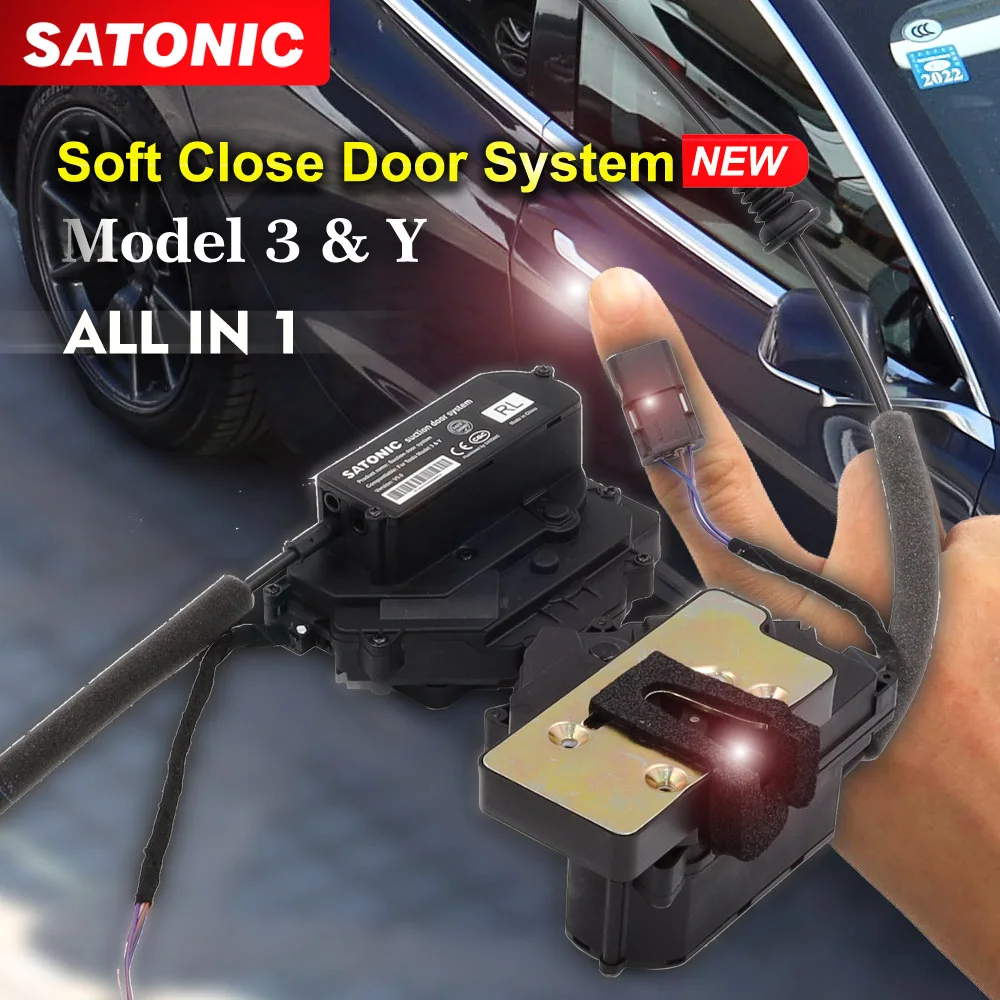 

SATONIC V5 Автоматическая электронная присоска с мягким закрыванием двери для Tesla Model 3 и Y — водонепроницаемая, с защитой от защемления, универсальная верхняя часть