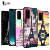 eiffel tower paris silicone cover for huawei p50 p40 p30 p20 pro p10 p9 f8 lite e plus 2016 5g black tpu phone case