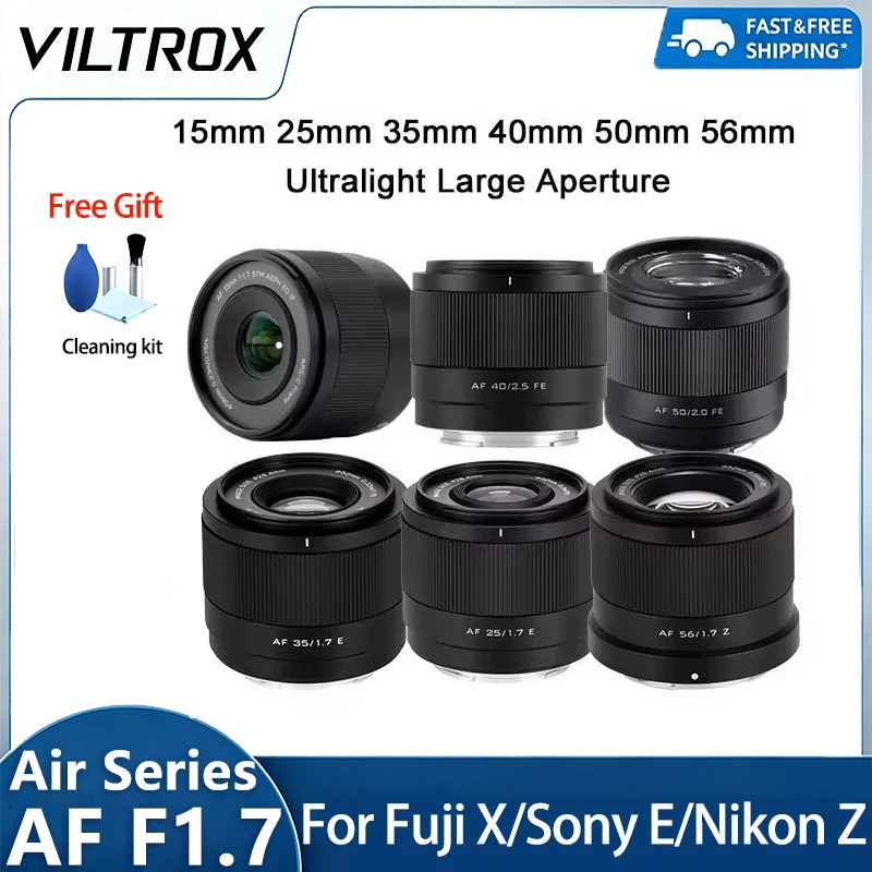 Фото Объектив VILTROX AF 15mm 25mm 35mm 40mm 50mm 56mm F1.7 Air Series, сверхлегкий, с большой апертурой, для Sony ZVE10 A6400, Nikon Z, Fujifilm X №1
