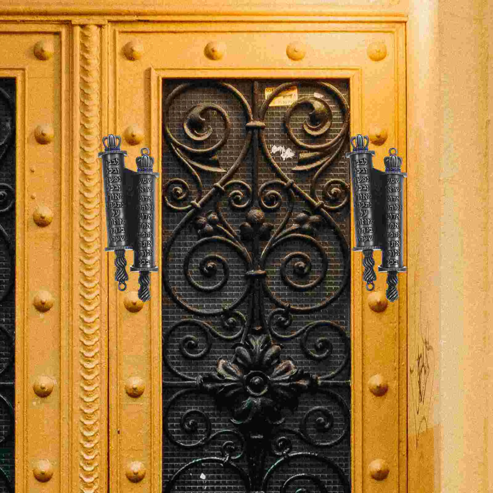 

Gatepost Holy Scroll Religious Mezuzah Goal Decorative Retro Scripture Metal Craft