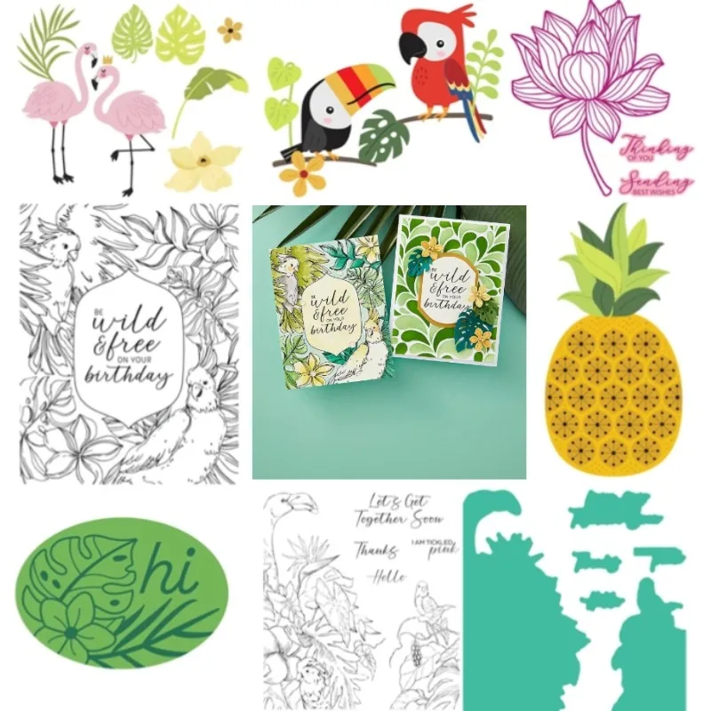 Металлические штампы с изображением попугая листьев травы ананаса лебедя лотоса