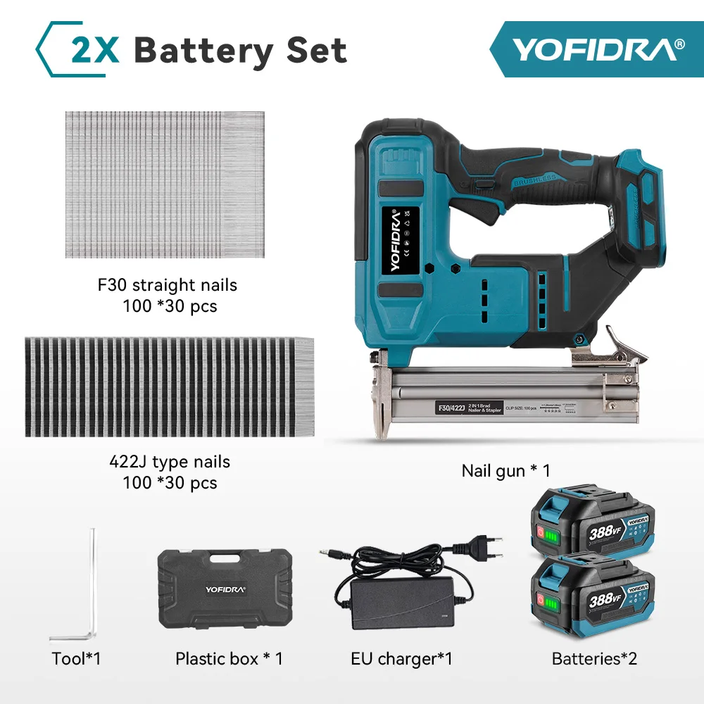Бесщеточный 30 мм 2в1 гвоздезабивной пистолет/степлер электрический пистолет для гвоздей с 6000 шт. электроинструмент для захвата гвоздей для батарей Makita 18 В
