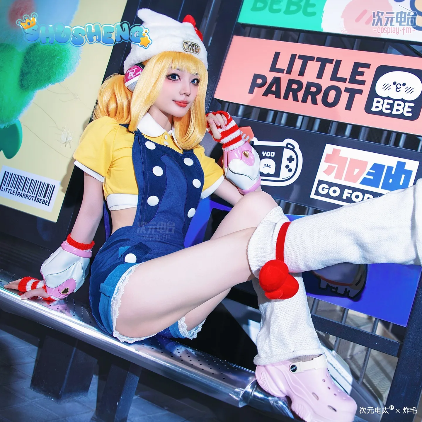 Костюм для косплея Джуно из игры Overwatch: желто-синее комбинированное платье с бретелями, шляпа, носки, милый костюм на Хэллоуин (art.: 3920dc7fd42ee) - 3920dc7fd42ee