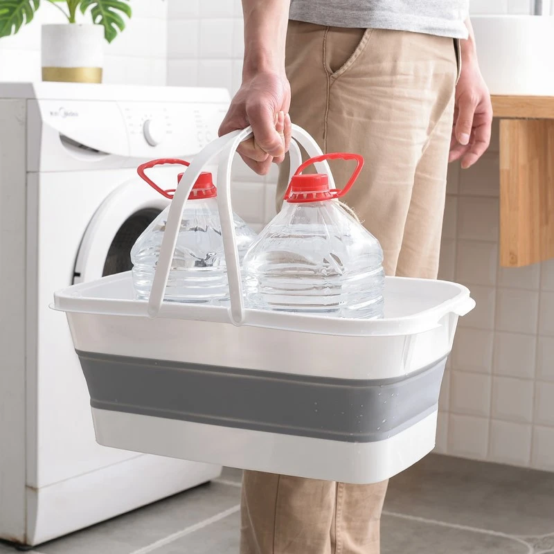 

Folding Wash Silicone Mop Bucket Portable Handle Household Cleaning Tools Collapsible Camping Car Wash Buckets
