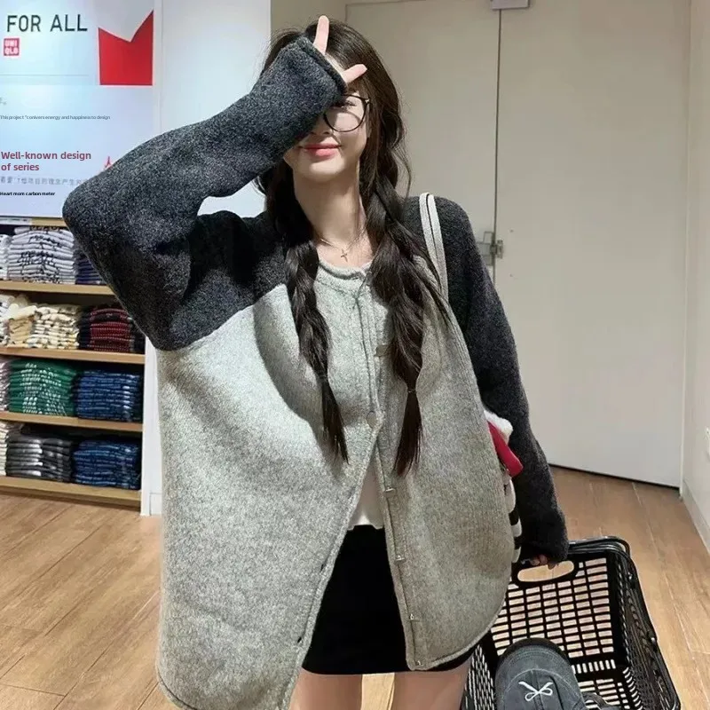 Корейский стиль ленивый дизайн с кунжутной пастой чувственный свитер цветными