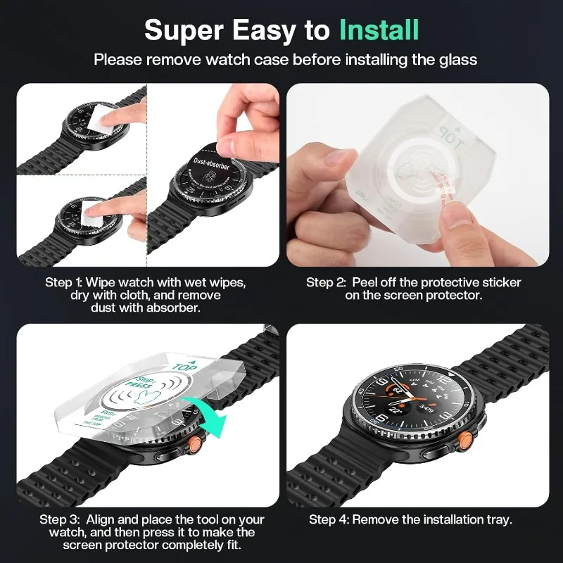 2 шт. закаленное стекло для Samsung Galaxy Watch 8 Classic8 40 мм 44 мм защитная пленка для экрана от царапин с инструментом, легко устанавливаемый комплект (art.: 3920cfcd05c97) - 3920cfcd05c97