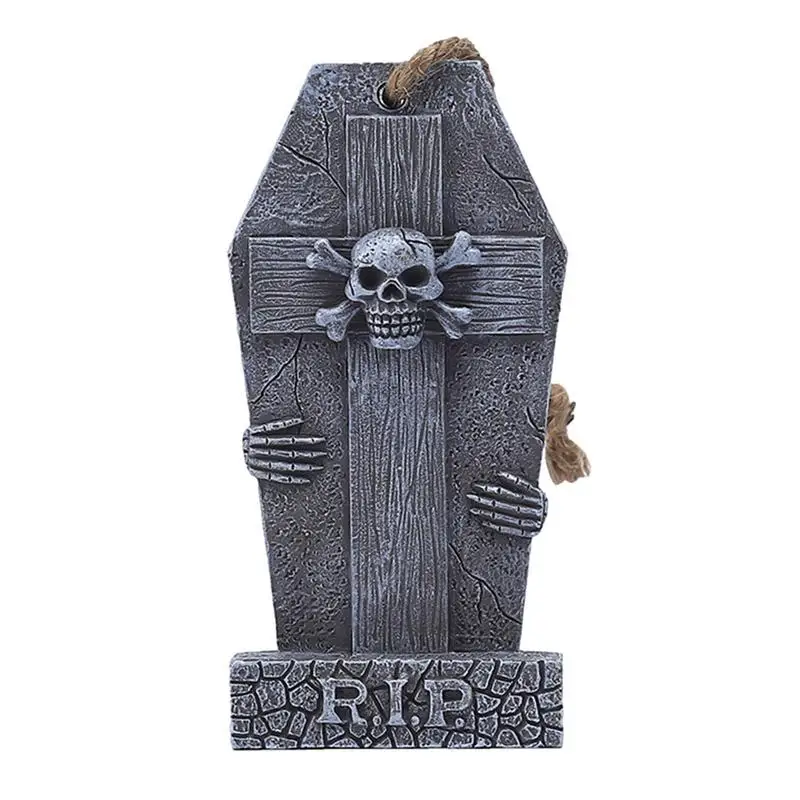 

Halloween Tombstone Ornament Spooky Decorative Scary RIP Tombstone Sculpture Creepy Tombstone Tree Pendant For Halloween Decor
