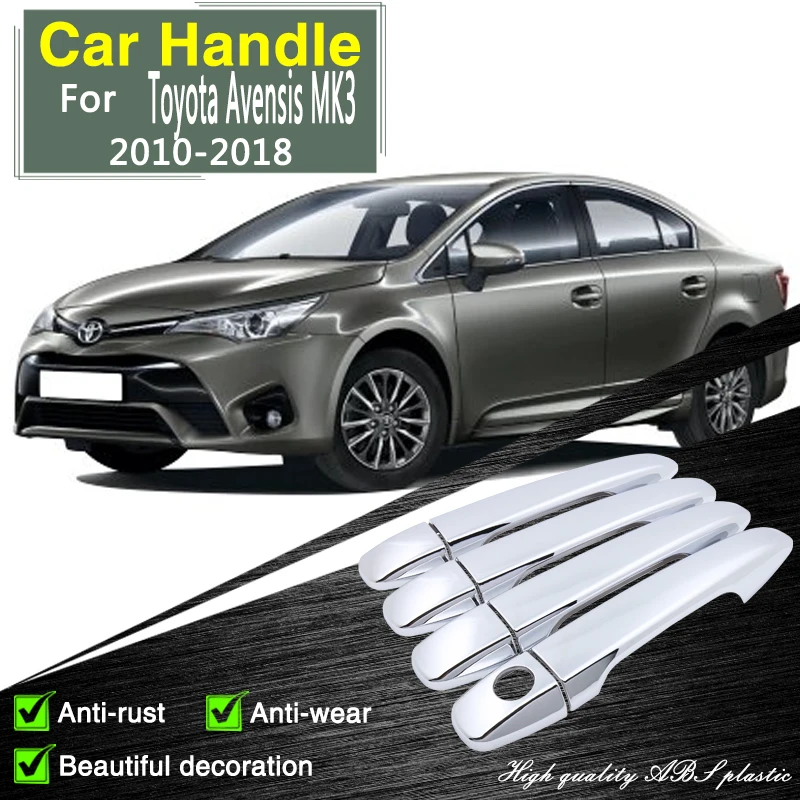 for Toyota Avensis MK3 T270 2010~2018 Durable Chrome Door Handle Cover Car Cap Accessories Rustproof Stickers Decorative Catch