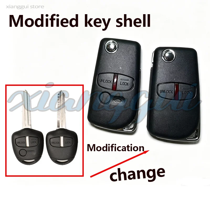 Фото Модифицированный корпус ключа зажигания с 2/3 кнопками для Mitsubishi Lancer EX Evolution Grandis Outlander ASX Triton Pajero №1