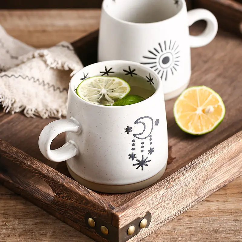 

Japanese Retro Breakfast Milk Coffee Cup with Handle Anti Scalding Ceramic Mug Personality Creativity Office Home Birthday Gift