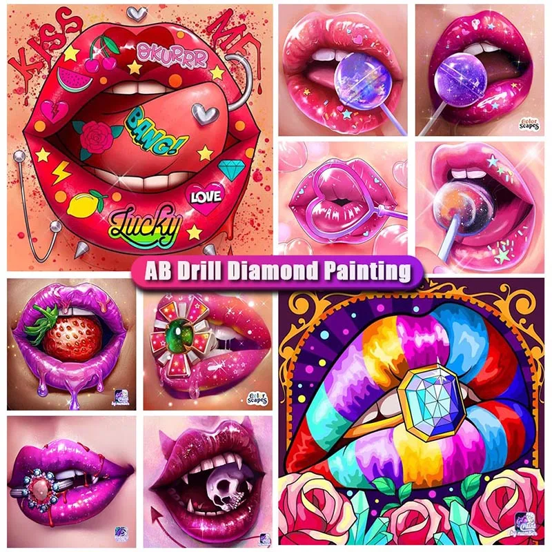 Yimedo-pintura de diamante 5D DIY AB, nuevo retrato de labios, bordado de diamantes de colores, venta de mosaico de diamantes de imitación, decoración del hogar, nuevo 2022