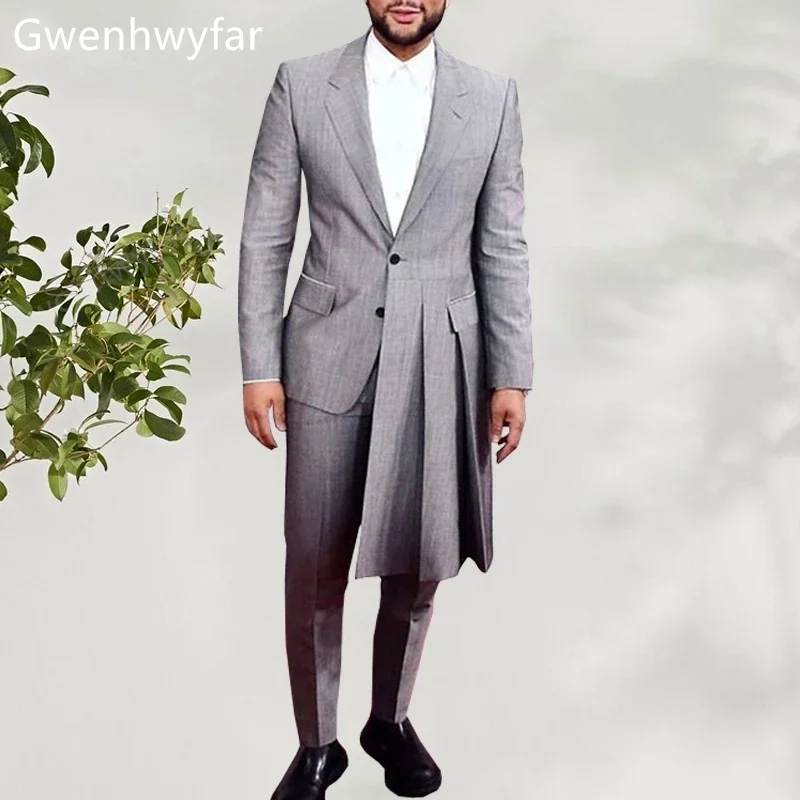 

Gwenhwyfar Fall 2022 Special Designed Men's Suit Notched Lapel Single Breasted Pleated Groom Prom Party Tuxedos Coat and Pants