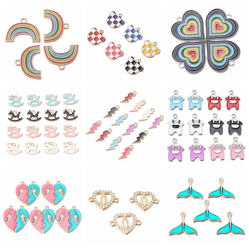 

Color Mix Alloy Drip Pendant Rainbow/Heart/Lightning Shape Make Charming Necklace Accessories For Friends Couple Gifts