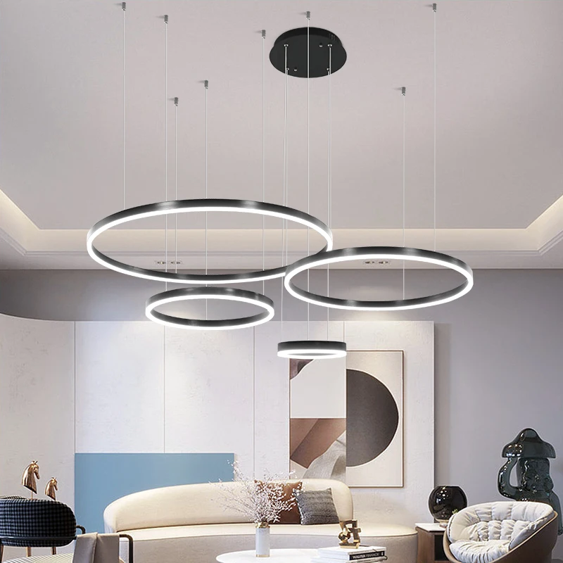 

Minimalist Modern Led Chandelier Gold Pendant Ring Light for Living Room Bedroom Ceiling Pendant Lights Room Decor Hanging Lamp
