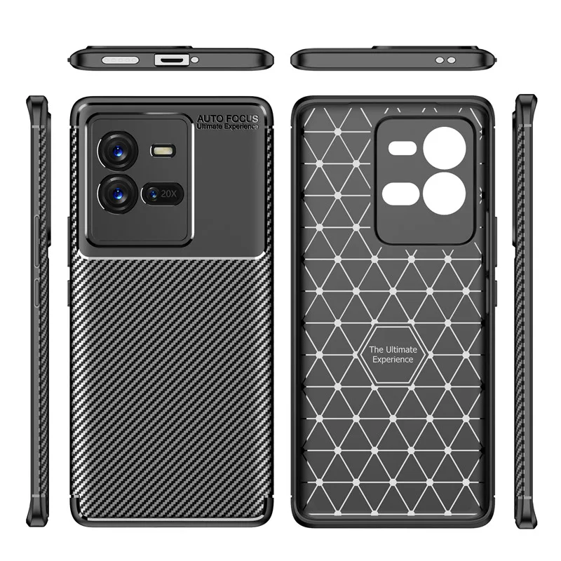 Matte Carbon Fiber Case For iQOO 10 Pro Cover Soft TPU Silicone Cover for Vivo iQOO 10 Bumper Vivo iQOO 10 Pro 6.78 inch