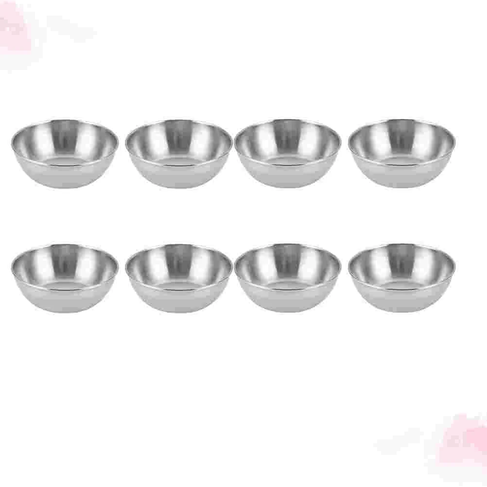 

8pcs Stainless Steel Sauce Dishes Food Dipping Bowls Round Seasoning Dish Saucer Appetizer Plates for Restaurant Home (Silver)