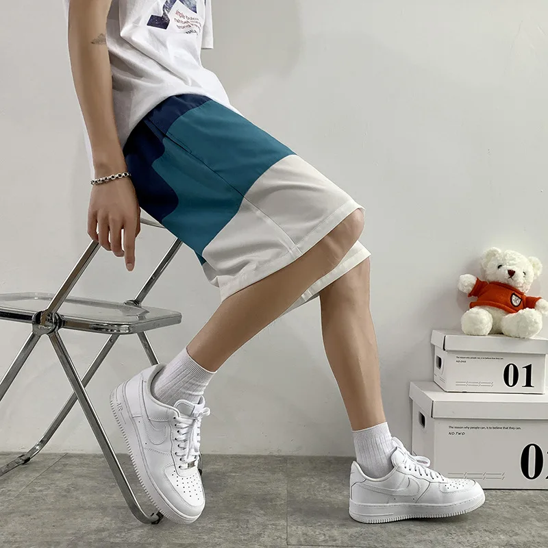 

2022 Fashion CONTRAST Color Matching Summer Men's Shorts Hip-Hop Pants Sports Basketball Boxer Gym Streetwear Oversize Clothing