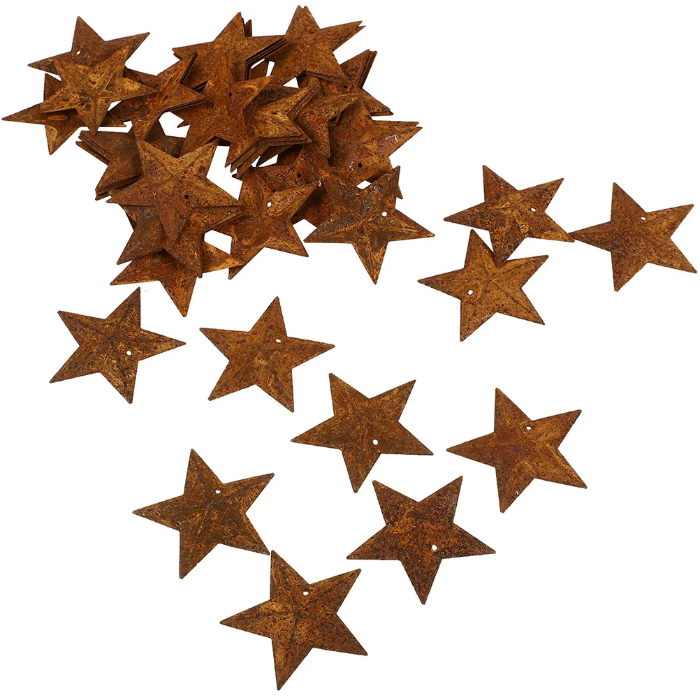 

30PCS Metal Rusty Barn Star Antique Primitives Rustic Country Tin Steel Stars Crafts Ornaments Accents Decor 3D Tin Star 2024