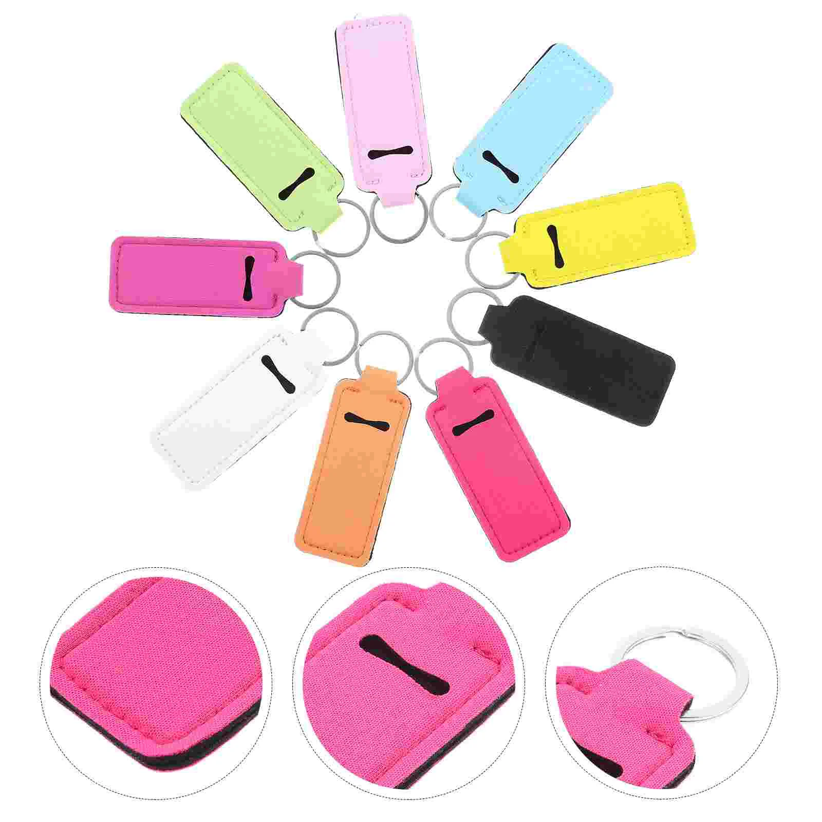 

Lipstick Holder Keychain Lip Cover Chapstick Balm Pouch Bag Key Keyring Sleeve Keychains Clip Carrying Portable Female Cream