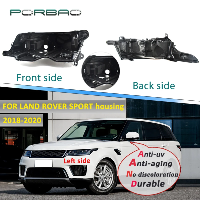 

Headlamp Housing Car Rear Base Plastic Black For Land Rover Range Rover Sport 2018 2019 2020 Lampshade Lens Lamp Back Cover