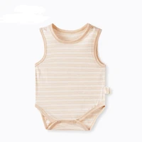 summer newborn infant baby boys girls romper playsuits 100 cotton sleeveless brown striped baby clothes baby rompers