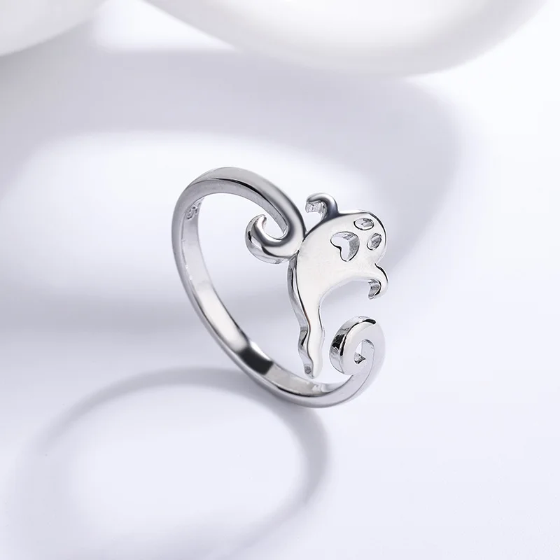 Кольцо женское из серебра 925 пробы на Хэллоуин с Тыквой и ведьмой