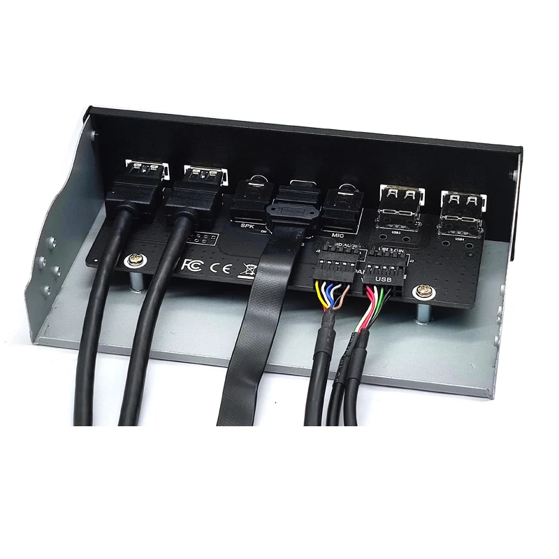 Фото Передняя панель USB 3,0 для ПК, USB 3.1 Type C + 2x USB3.0 + 2x USB2.0 Hub + HD аудио 3,5 мм + микрофон для наушников 5,25 дюйма №5