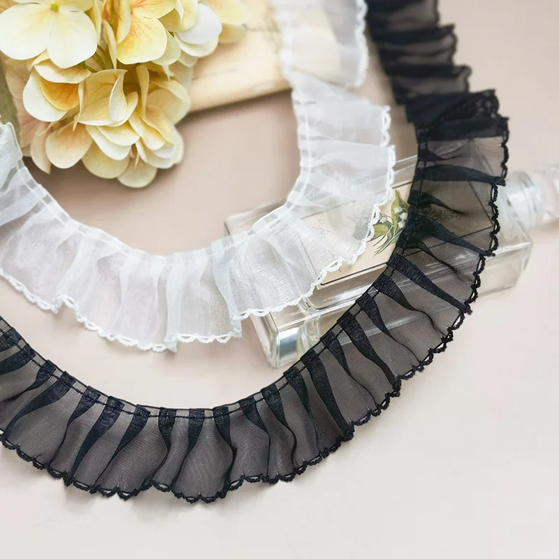 Плиссированная органза по низкой цене кружевная юбка с оборками для одежды