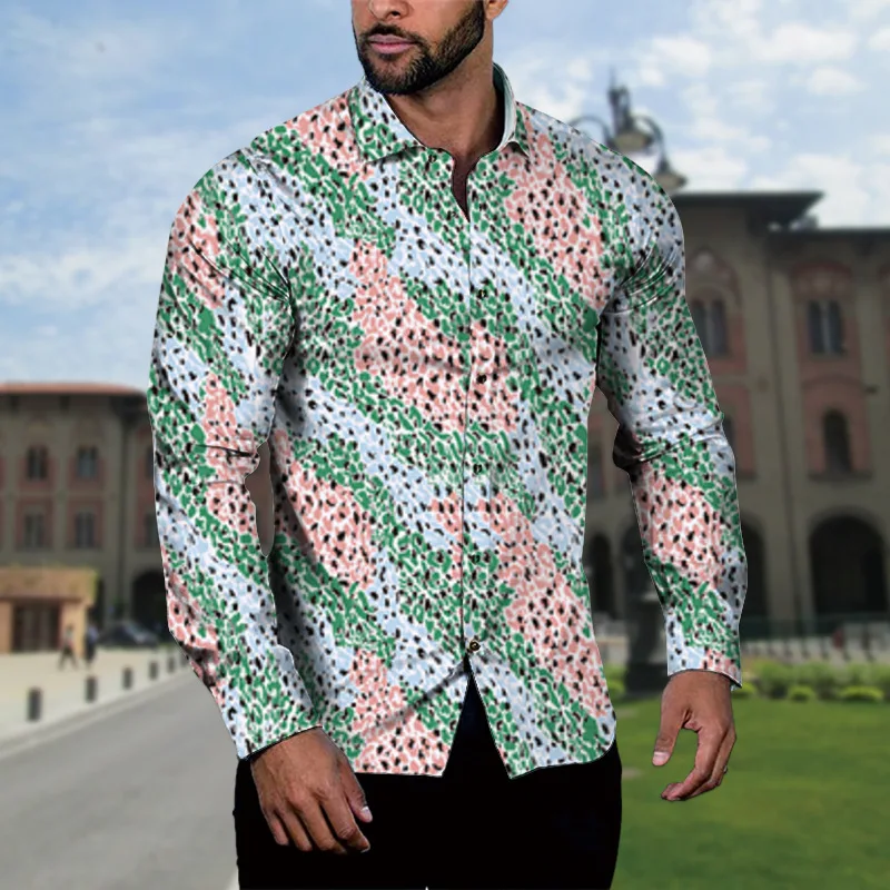 

Men Long Sleeve Print Shirts for Mens Social Luxury Man Designer Clothes Fashionable Elegant Classic Customizable Pattern