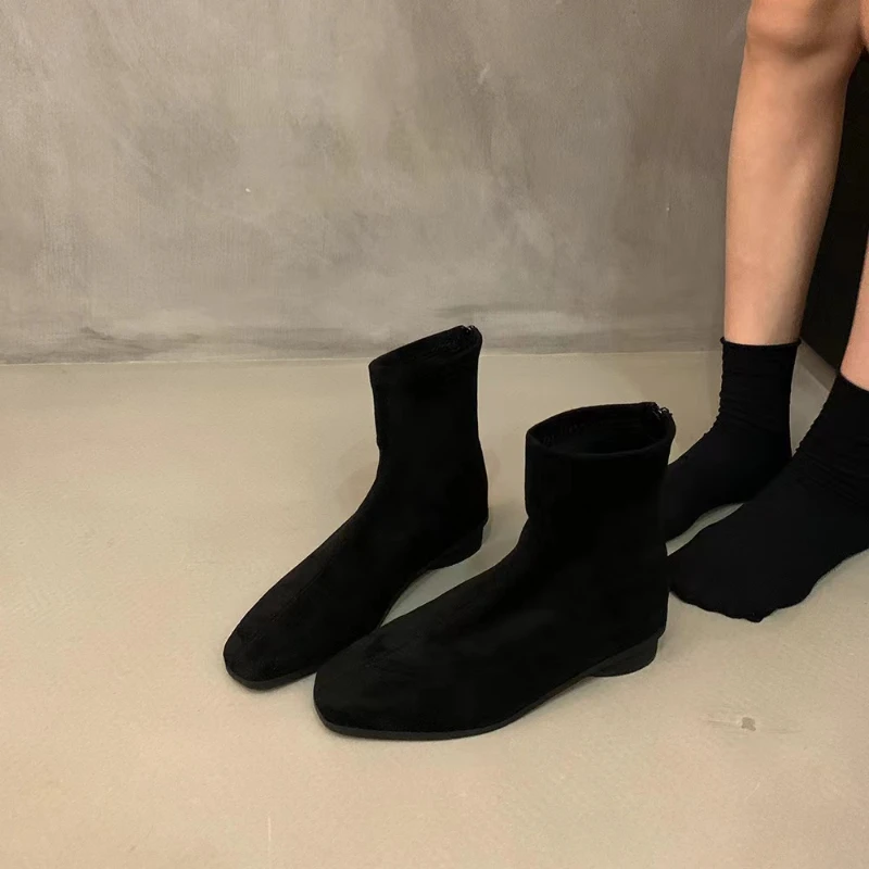 Обувь Сапоги до середины икры. Женские низкие кожаные сапоги икры с острым