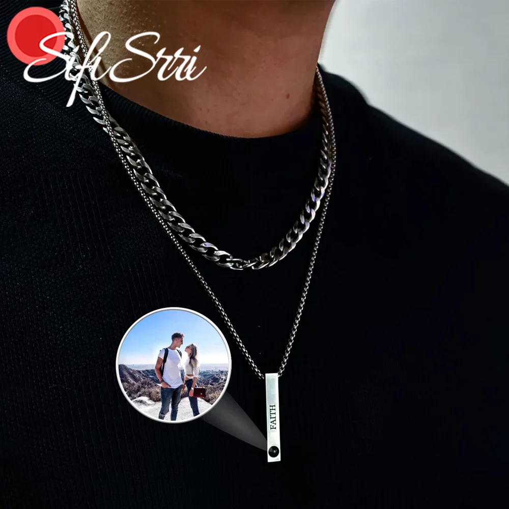 Sifisrri гравировка имени цвет фото проекция ожерелье для женщин мужчин семейные