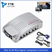 yigetohde pc converter box vga to tv av rca signal adapter converter video switch box composite supports ntsc pal for computer