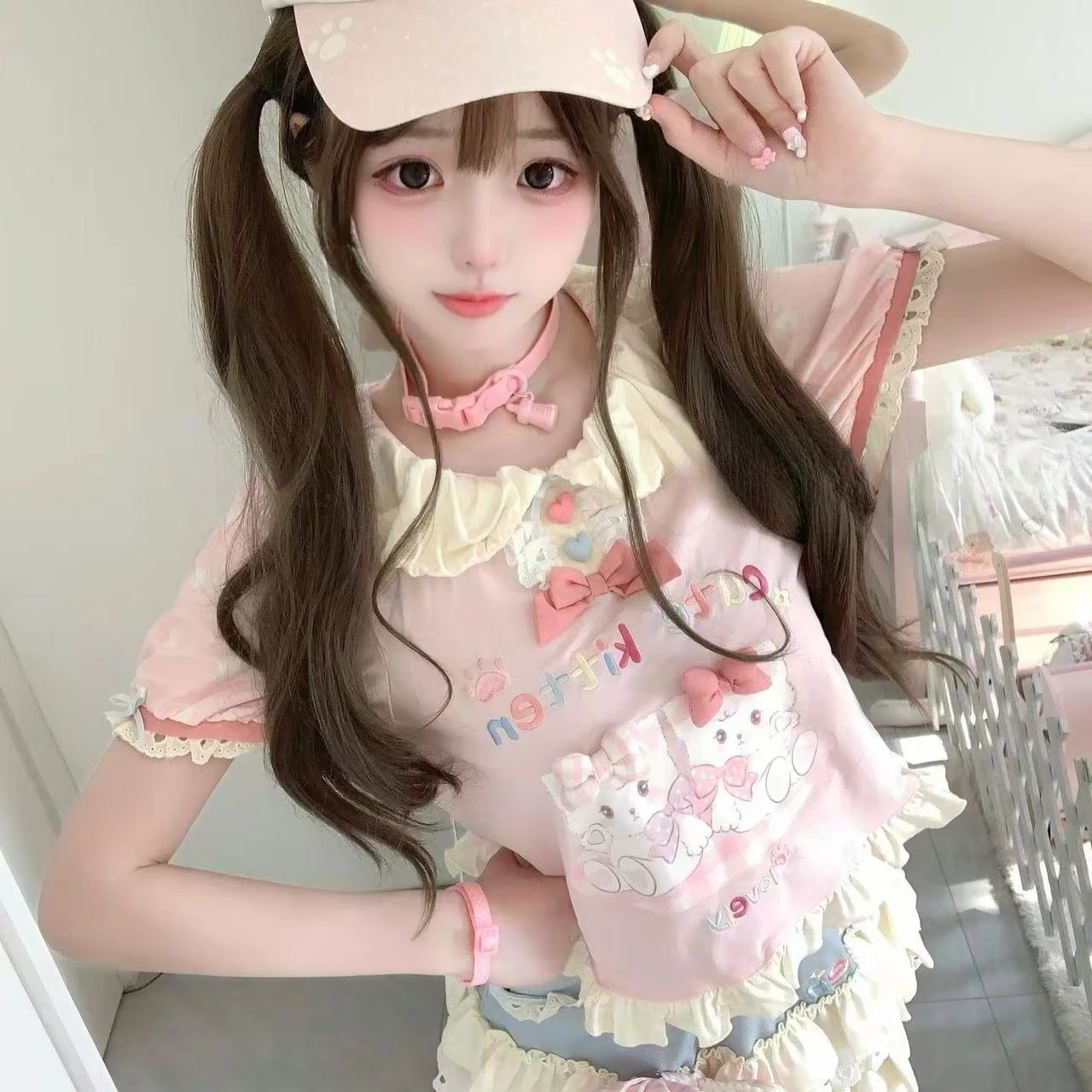 Фото Японские футболки Kawaii, женские повседневные укороченные топы Y2k, милые футболки в стиле Лолиты, дизайн для девочек, одежда, футболки с короткими рукавами, верхняя одежда, шикарная одежда №5
