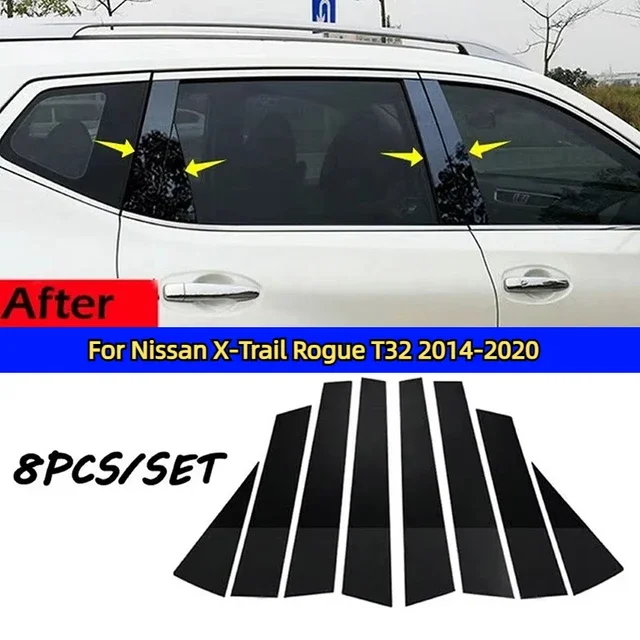 

Автомобильные полированные стойки, накладка на дверное окно, молдинг для Nissan Qashqai J10 J11 Titan X-Trail Rogue T32 BC, наклейка на колонку